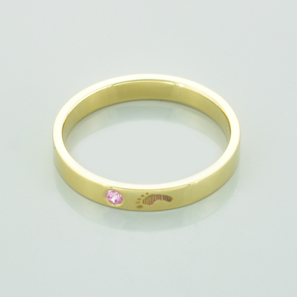 Złoty pierścionek stópka z cyrkonią lub diamentem