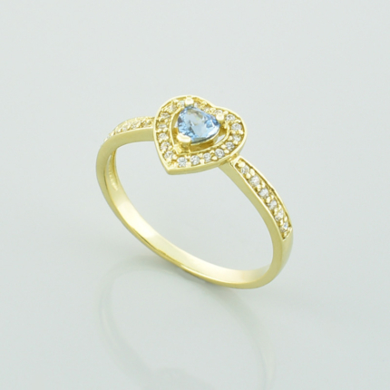 Złoty pierścionek z topazem w kształcie serca