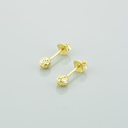 Złote kolczyki kulki diamentowane - 4 mm