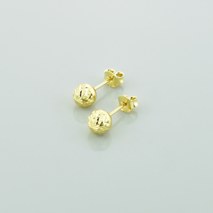 Złote kolczyki kulki diamentowane - 6 mm