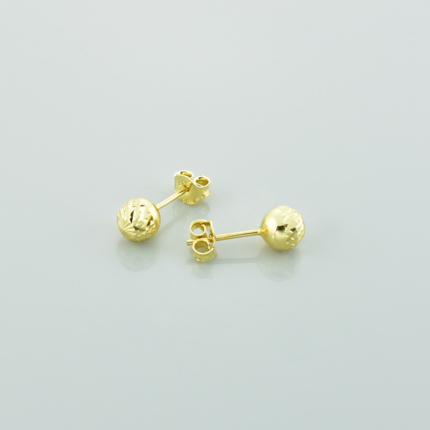 Złote kolczyki kulki diamentowane - 6 mm