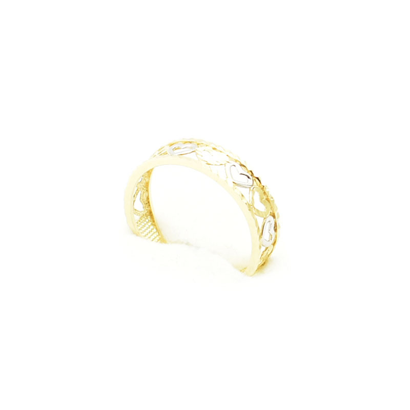 Elegancki złoty pierścionek ażurowy.