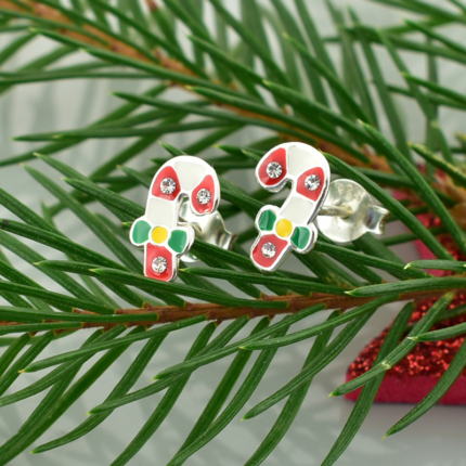 Srebrne kolczyki cukrowa laska