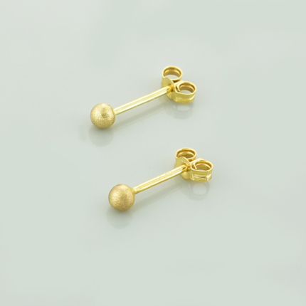 Złote kolczyki kulki 3mm - matowe