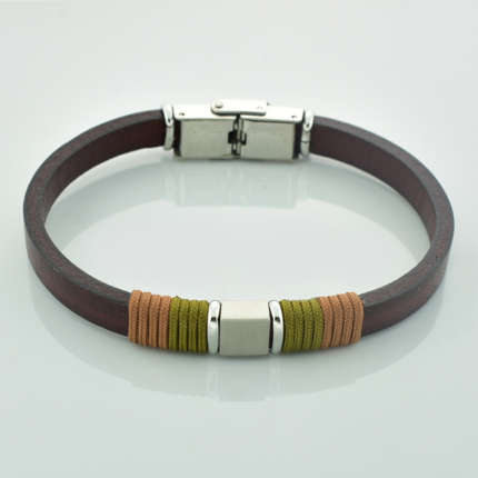Bransoletka męska skórzana brązowa