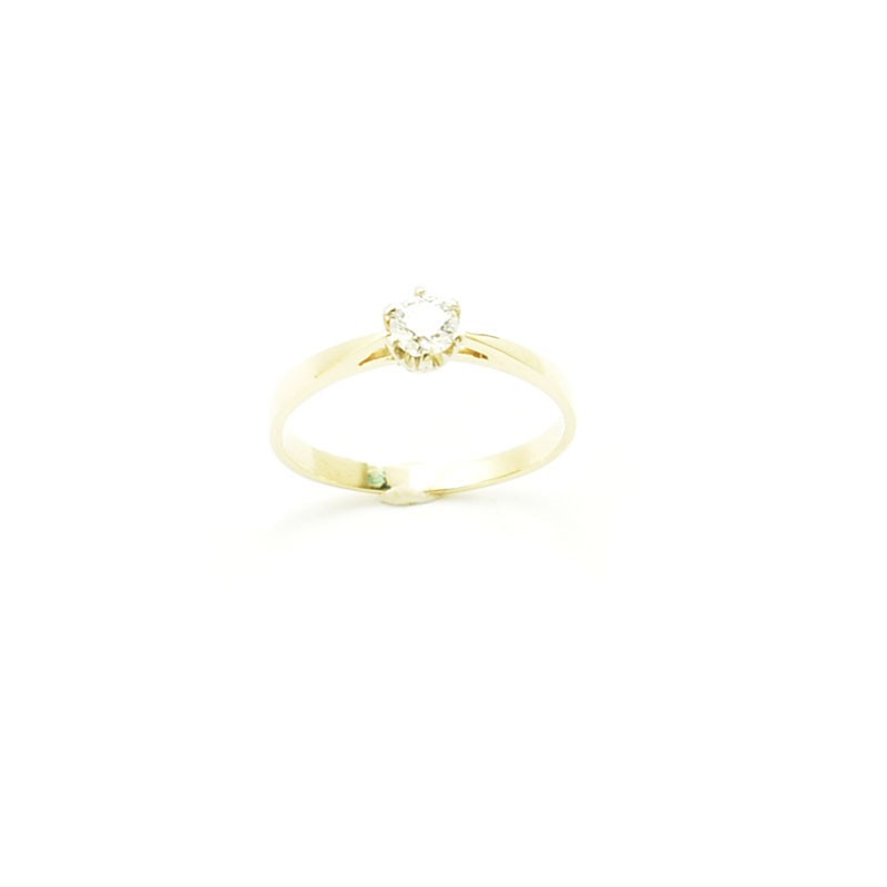 Złoty pierścionek zaręczynowy z diamentem ćwiartką