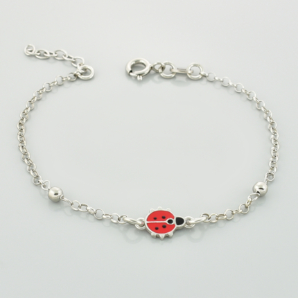 Srebrna bransoletka dziecięca z biedronką