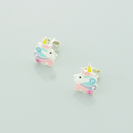 Srebrne kolczyki jednorożce