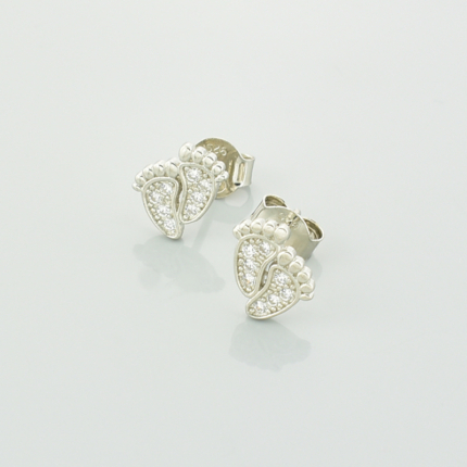 Srebrne kolczyki stópki z cyrkoniami