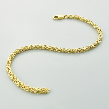 Złota bransoletka splot królewski 19 cm - 9 g