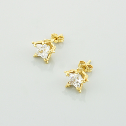 Złote kolczyki gwiazdki z cyrkoniami
