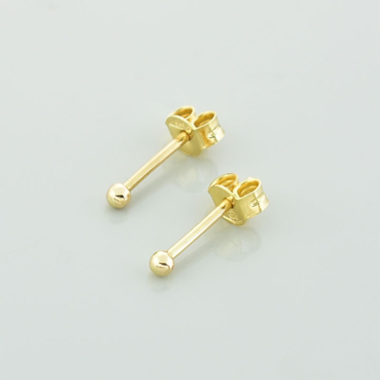 Złote kolczyki kulki gładkie - 2 mm