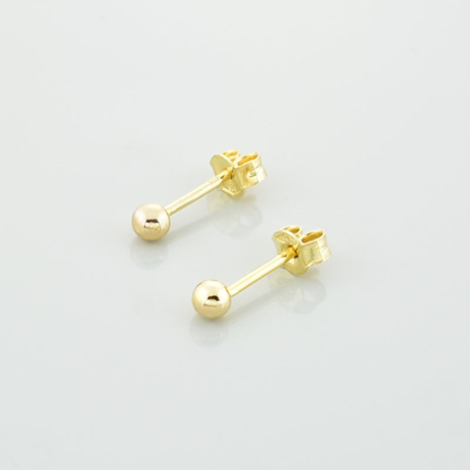 Złote kolczyki kulki gładkie - 3mm