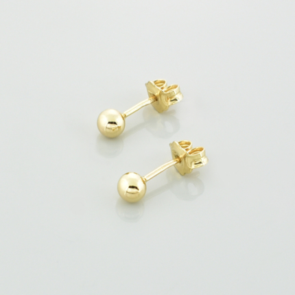 Złote kolczyki kulki gładkie - 4 mm