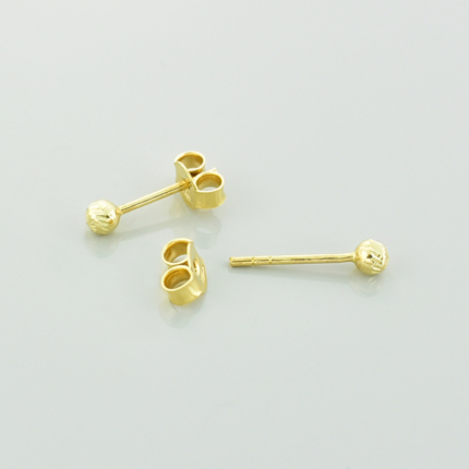 Złote kolczyki kulki diamentowane - 3 mm