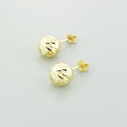 Duże złote kolczyki kulki diamentowane - 9 mm
