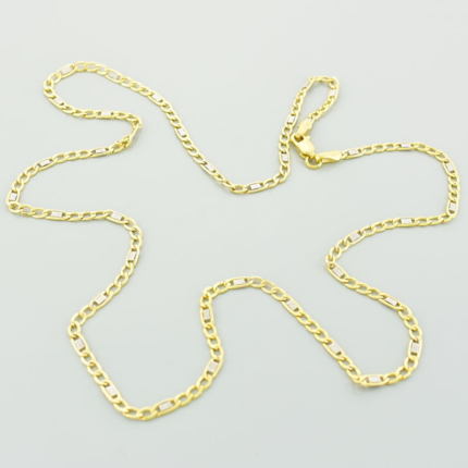 Złoty łańcuszek dmuchany fantazyjne figaro z białym złotem