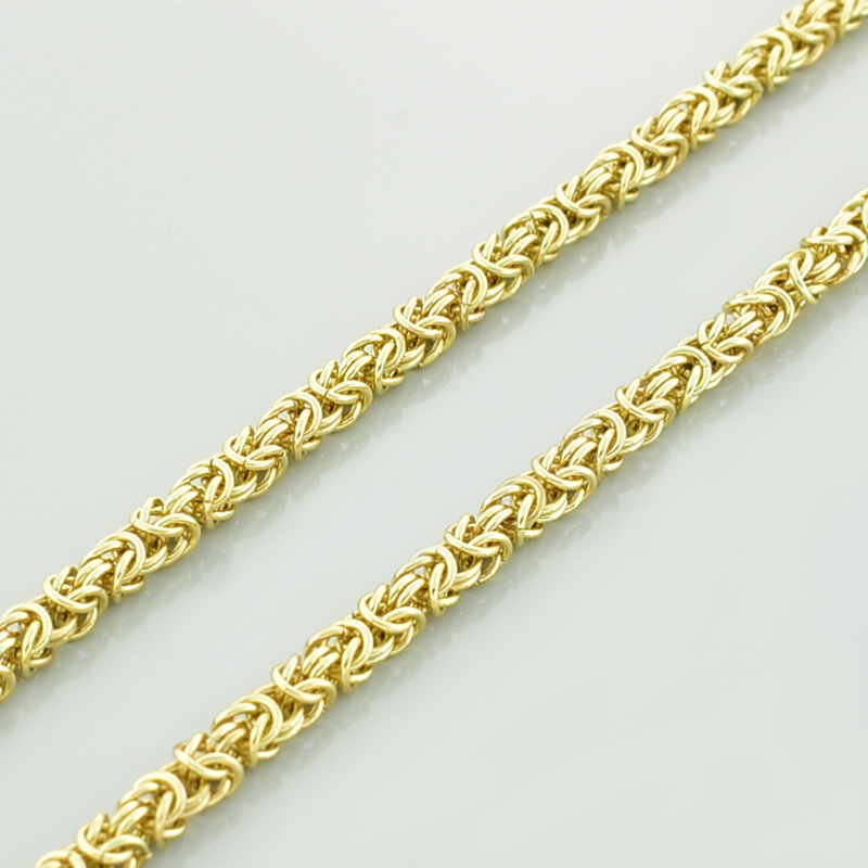 Złoty łańcuszek splot królewski wykonywany ręcznie w żółtym złocie próby 585.